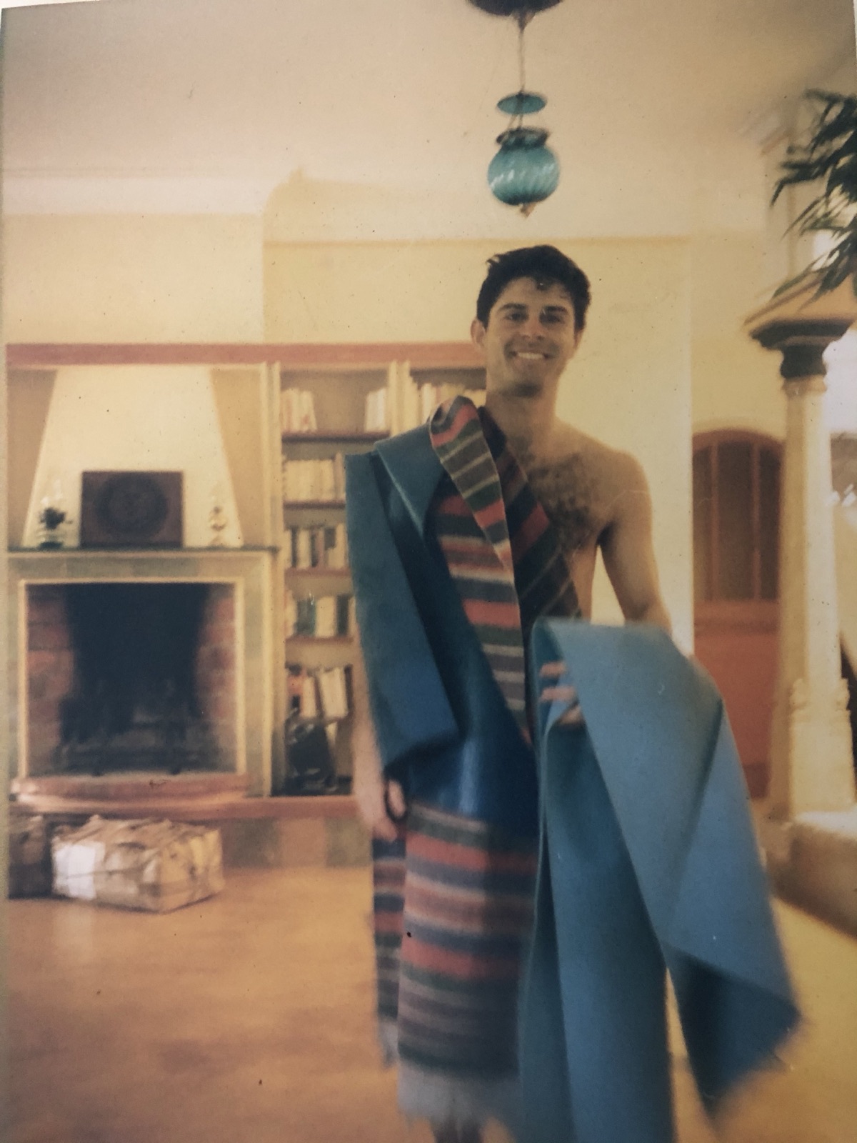 Chad smiling after yoga practice in Auroville, around 2004.