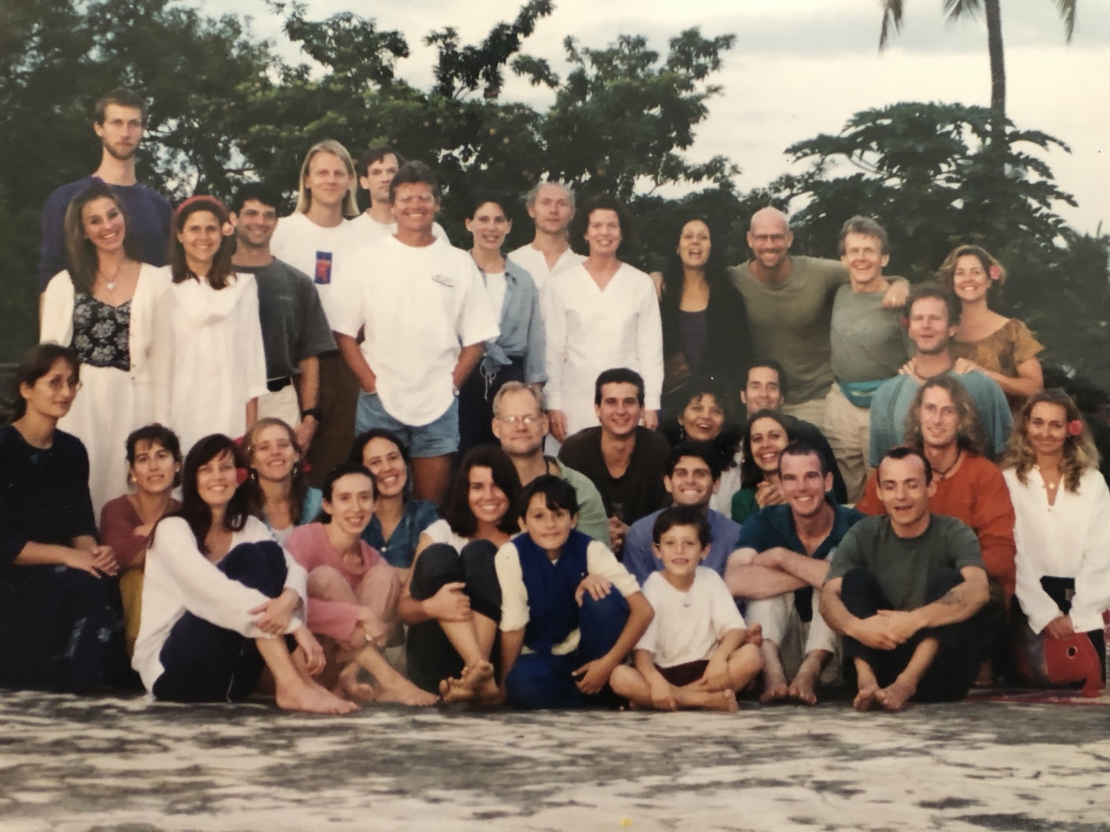 Chad with a large group of fellow yoga students in 1997.